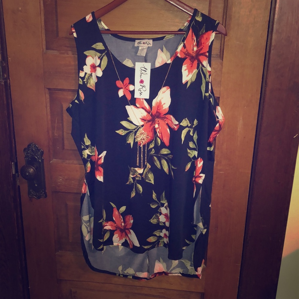 Navy and Wine Floral tunic
